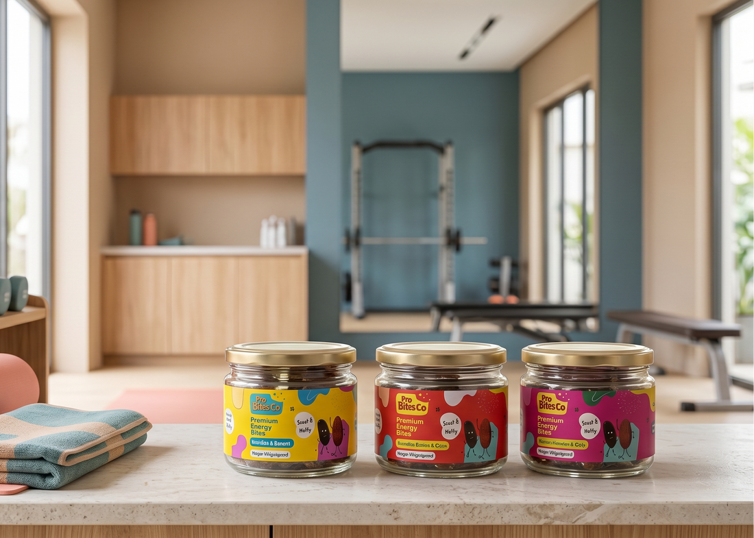 Pro Bites Co Complete Nutrition Bundle, three jars on a kitchen counter