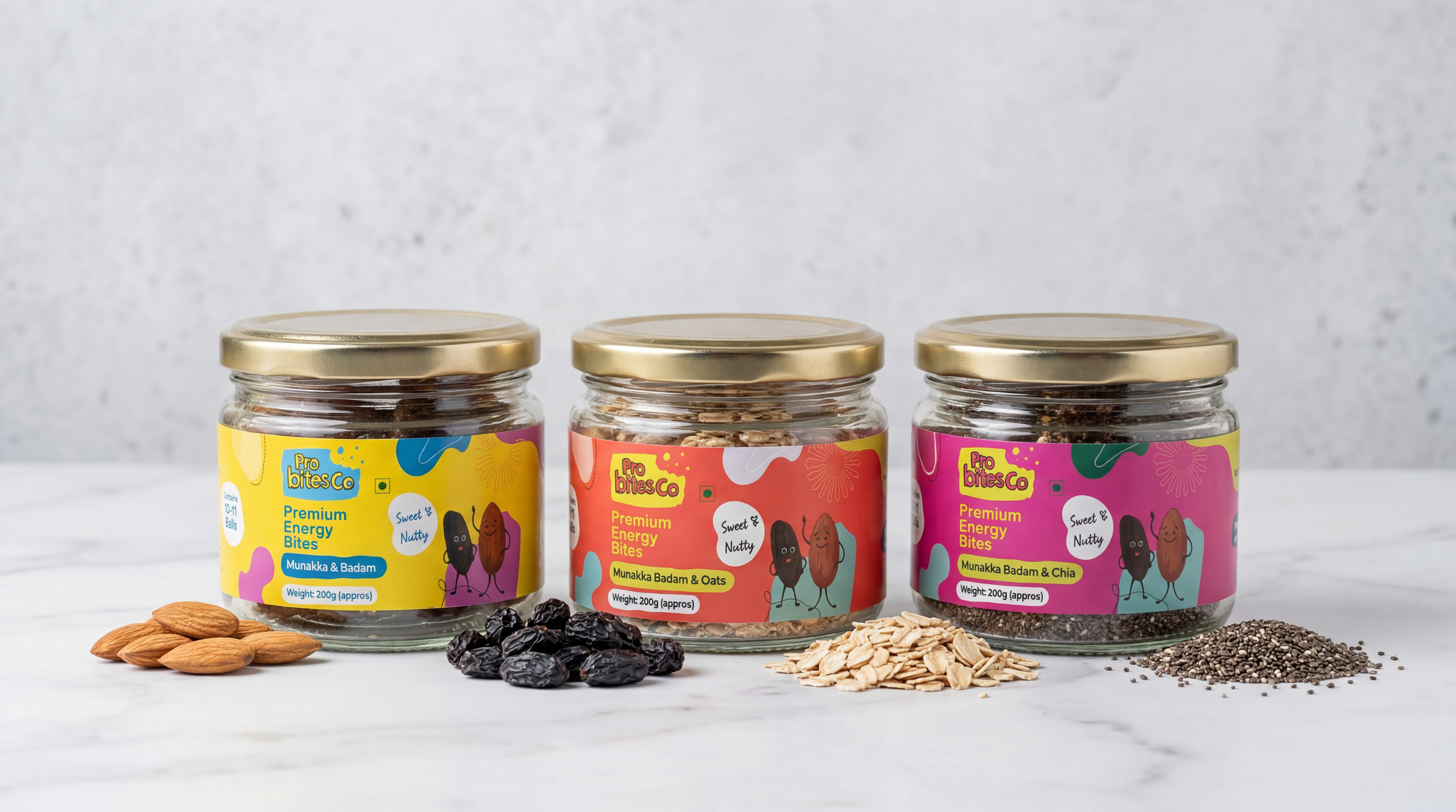 Pro Bites Co Complete Nutrition Bundle with all three energy bite flavours